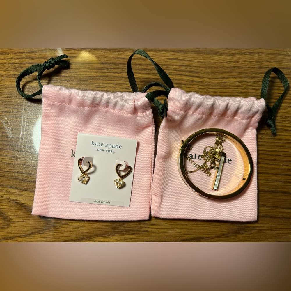 Kate Spade Bundle of Heart Huggie Hoop Earrings & Bangle